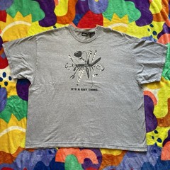 Vintage 90s Dad T-Shirt Mens XXL Knife Art Tools Grilling “It’s A Guy Thing” Y2K