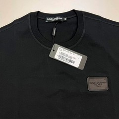 DOLCE & GABBANA Men’s Branded Tag Logo Plaque Cotton Oversized T-Shirt – Black