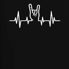 Heartbeat ECG Rock Hand Sign Metal Concert Musician Heavy Metal Men’s T-Shirt
