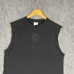 GymShark T Shirt Mens Medium M Black Sleeveless Gym Workout Running Shark Logo