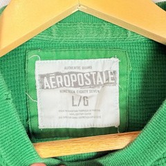 Vtg Y2K Aeropostale Mens Thermal Shirt Large Green Waffle Knit Skater Grunge