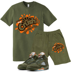 We Will Fit Set to match Jordan 5 Olive army Green Solar orange