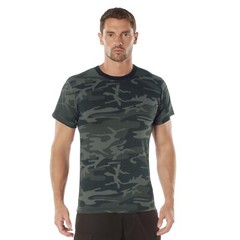 Rothco Black Camo T-Shirt- Poly Cotton Military Fashion Tees