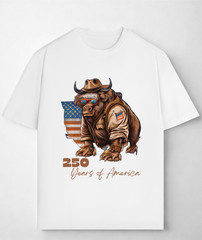 Vintage American Bison Cowboy Shirt Patriotic USA Graphic T-Shirt
