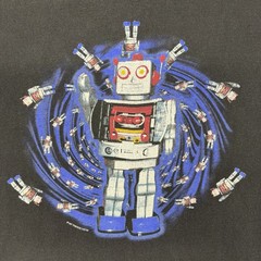 Fashion Victim Men’s Toy Robot Faded Black T Shirt Size XL