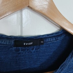 Evisu T-Shirt Mens 100 Indigo Blue Urbane Genuine Slub Knit Graphic Tee Japan