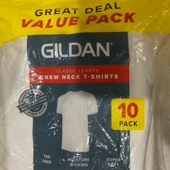 Gildan Men’s 10 Pack Short Sleeve Crew T-Shirt Tag-Free White Size Small NEW