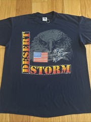 Vintage 90s Desert Storm Gulf War T-Shirt Size XL U.S.A. Eagle F-16 Fighter Jets