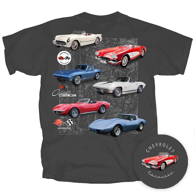 Classic Corvette Vettes Vintage Graphic T-Shirt American Sports Car Tee