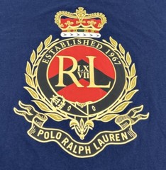 Polo Ralph Lauren Shirt Men’s XL Navy Blue Crest Logo Custom Slim Fit Crew Neck