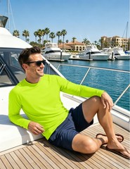 4 Pack Men’s Shirts Long Sleeve Sun Protection UPF 50+ UV SPF Dry Fit T-Shirt…
