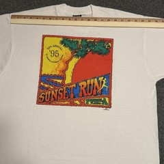 Vtg 90’s Running Shirt XL Fruit of The Loom Best Sunset Run Double Sided Graphic