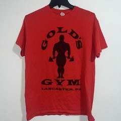 Gold’s Gym Lancaster PA Shirt Medium Red Black Short Sleeve