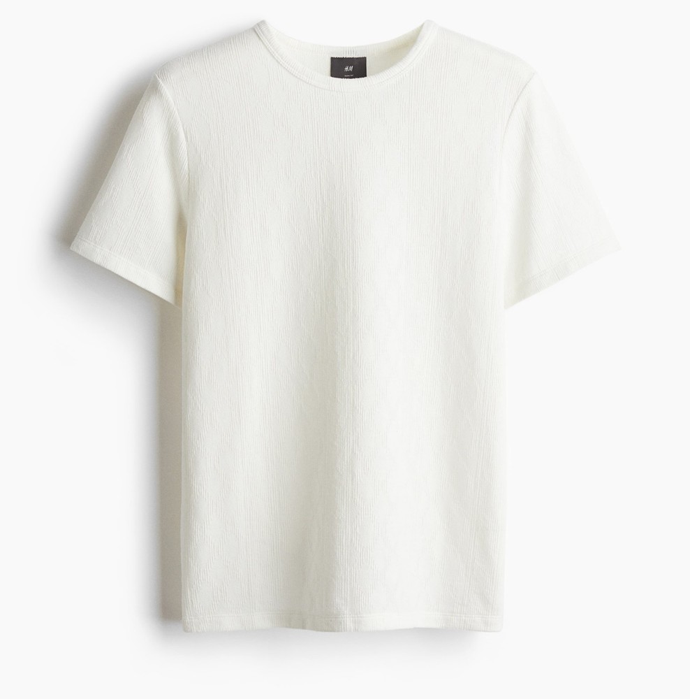 H&M Mens Slim-Fit Textured T-Shirt Size Small