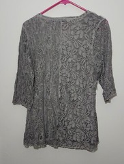 Womens Gray Lace Blouse Flower Lace Shirt Medium This And That Ordinary