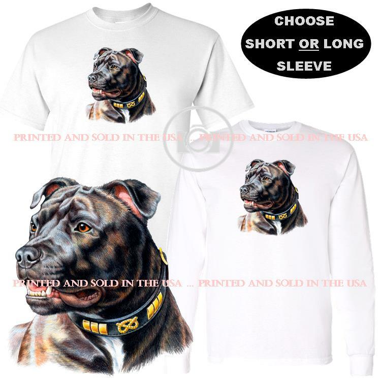 American Staffordshire Terrier Pitbull Brindle Color Portrait Custom T Shirt