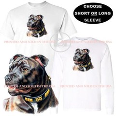American Staffordshire Terrier Pitbull Brindle Color Portrait Custom T Shirt