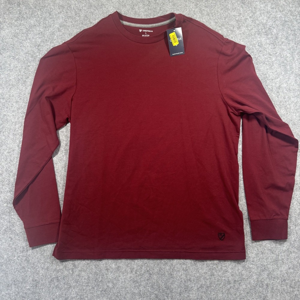 Cremieux Long Sleeve T-Shirt Large Burgundy Cotton Spandex Crew Neck
