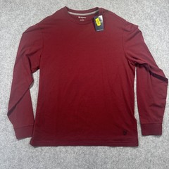 Cremieux Long Sleeve T-Shirt Large Burgundy Cotton Spandex Crew Neck