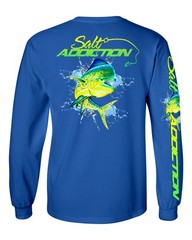 Salt Addiction Saltwater Dolphin Fishing Long Sleeve T Shirt Mahi Mahi Cotton