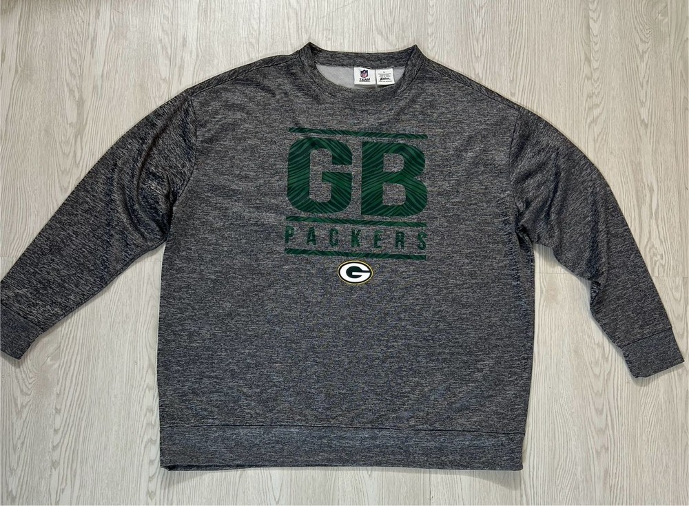 Green Bay Packers Crewneck Sweatshirt Mens Large NFL Team Apparel Zubaz Gray 2XL