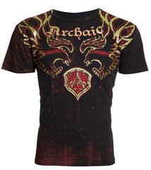 ARCHAIC by AFFLICTION Black Red RIDE IT Short Sleeve Slim Fit Y2K T-shirt NWT