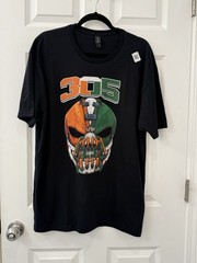 Miami 305 Mask Gritty Orange & Green South Florida T-Shirt Black XL