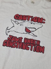 80s Jaws Under Construction Caution T Shirt Single Stitch USA 1980s RARE