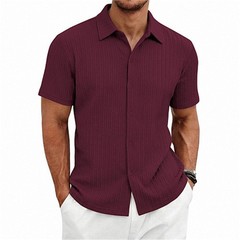 Men’s Summer Shirt Casual Slim Shirts Short Sleeve Button Down Tops Blouse