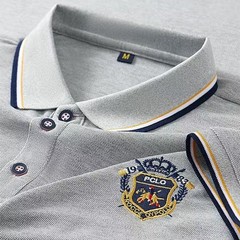 Nueva camisa polo bordada de manga corta para hombre, informal de negocios