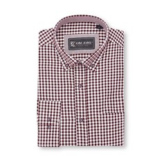 KAM Long Sleeve Classic Gingham Shirt For Men in Red, 2XL-8XL