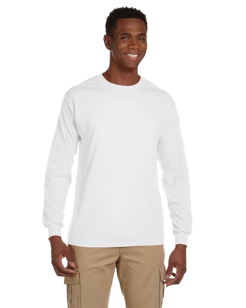 3 Pack Of Gildan Adult Ultra Cotton Long Sleeve Pocket Stylish T-Shirt G241