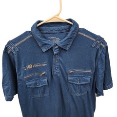 Vertical Sport Mens T-Shirt Navy Blue Size Large Short Sleeve Pockets