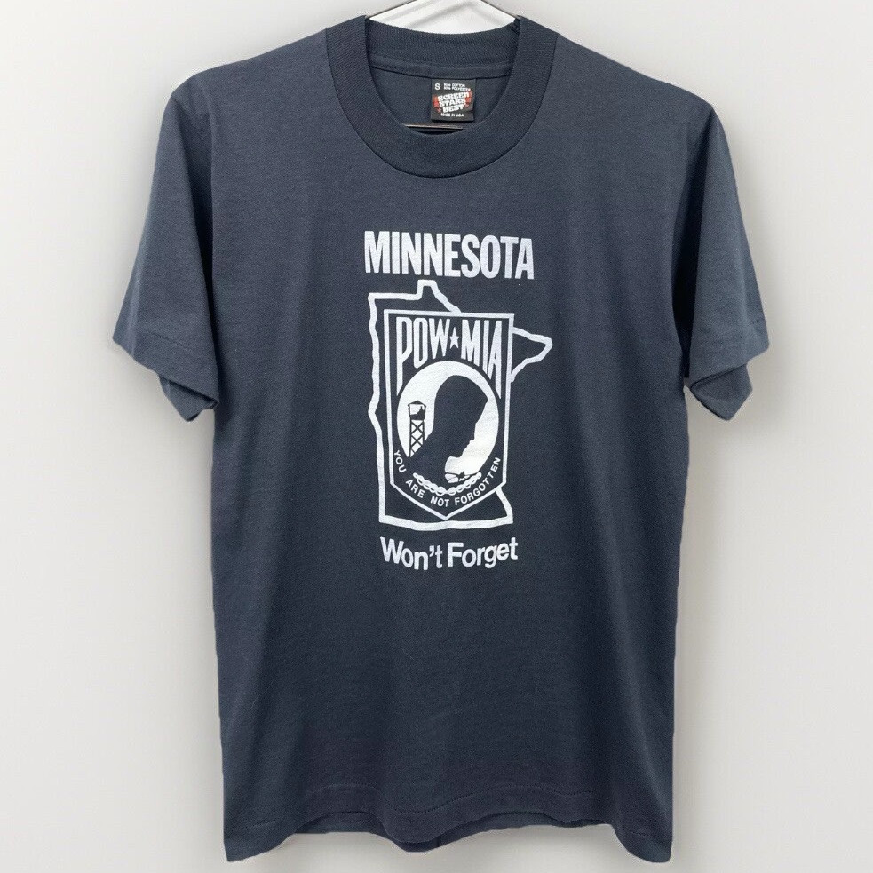 Vintage Minnesota Military Veteran T Shirt POW MIA Black Small