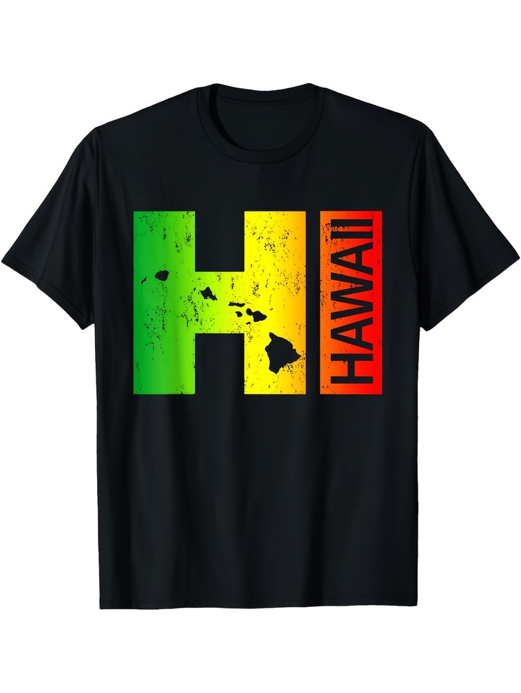 HI Hawaii Islands Graphic Men’s T-Shirt Hawaiian Vacation Beach Retro Tee