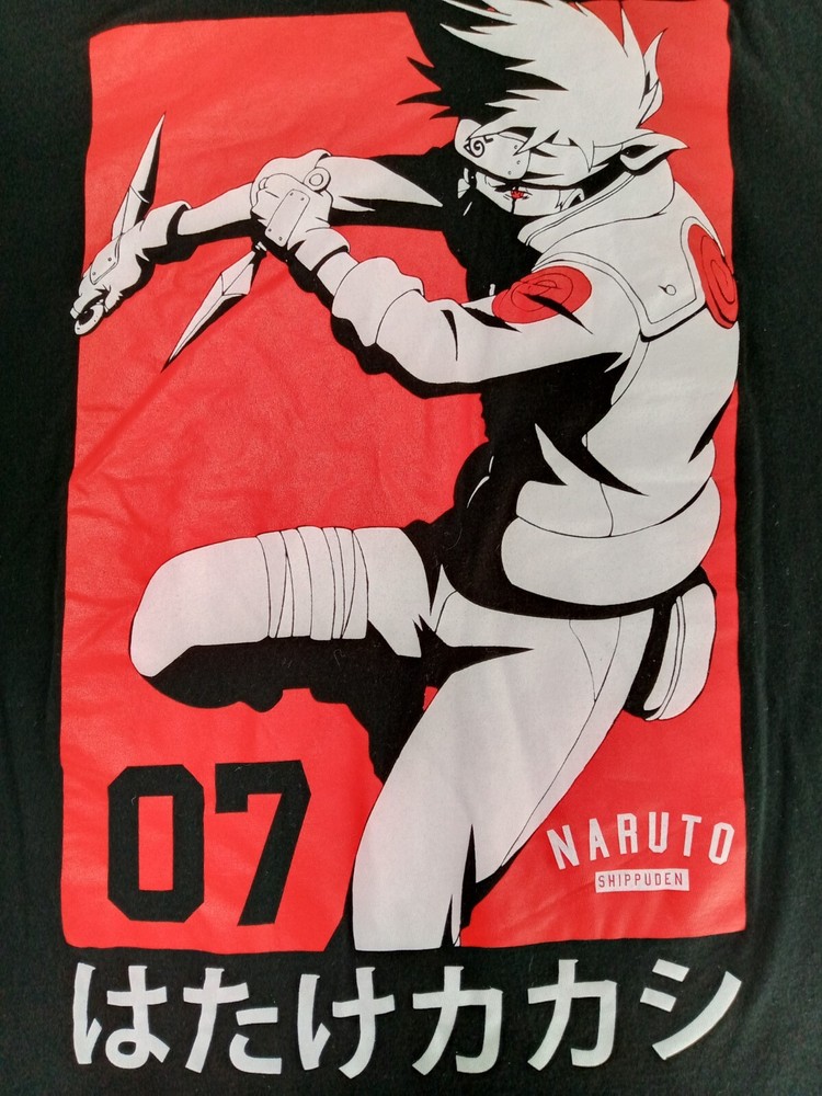 Naruto Sz 3XL (Width 30in x Length 34in)100% Cotton T-Shirt Black