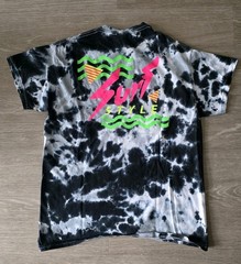 Surf Style Tie Dyed Navy Blue And White Short Sleeved T-shirt Tee Medium