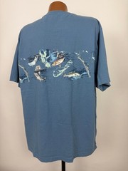 Fish Graphic Henley Shirt Men XXL Saltwater Fishing Bass Dad Cotton Reel Legends