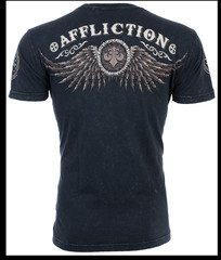 $58 AFFLICTION Black THUNDERFOOT Short Sleeve Slim Fit Y2K T-shirt MMA Elite NWT