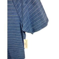 Goodthreads Soft Cotton Henley T Shirt Med Short Sleeve NWT Indigo Blue Stripes