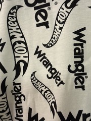 Wrangler Hot Wheels Tee Men Large L Large Black White All Over Print Logo Cotton