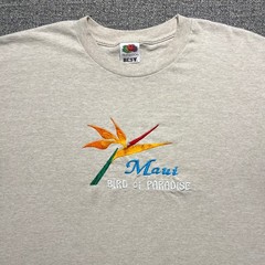 Vintage Fruit Of The Loom Maui Hawaii Embroidered Shirt XL Bird Of Paradise Tee