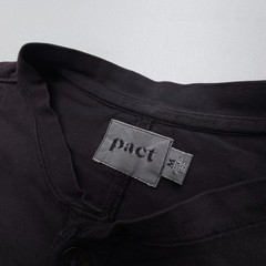 Pact Organic Cotton Softspun Long Sleeve Henley Shirt Mens Medium Faded Black