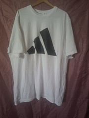 adidas Men’s Big & Tall White Solid Crew Neck Logo T-Shirt Short Sleeve 3XLT