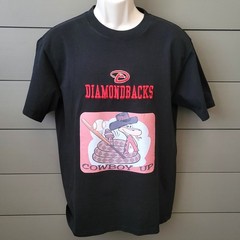2007 – 2008 Arizona Diamondbacks COWBOY UP Black T-Shirt w/ Players Medium EUC