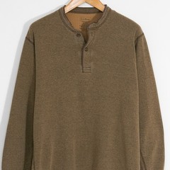 LL Bean Wool Blend Henley Thermal Shirt Mens Medium – Long Sleeve Dark Brown