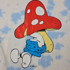 Smurfs Tie Dye Shirt Mens Large L Blue White Retro Mushroom Cartoon Casual NWT