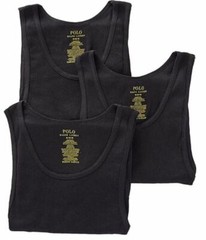 3 BLACK POLO RALPH LAUREN 100% COTTON TANKS T-SHIRTS UNDERSHIRTS S M L XL XXL
