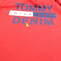 Tommy Hilfiger Denim Men’s Graphic T-Shirt XL Red Logo Tee (see photo for flaw)