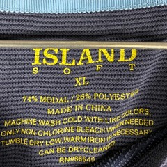 Island Soft Mens XL Navy Blue Modal Blend Textured Raglan Short Sleeve T-Shirt